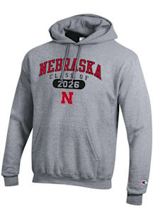 Champion Nebraska Cornhuskers Mens Grey Class of 2026 Powerblend Long Sleeve Hoodie