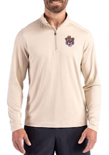 Cutter and Buck LSU Tigers Mens Oatmeal Vault Coastline Long Sleeve Qtr Zip Pullover
