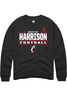 Christian Harrison Rally Mens Black Cincinnati Bearcats NIL Stacked Box Player Crew