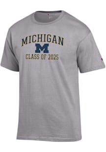 Champion Michigan Wolverines Grey Class of 2025 Text Jersey Short Sleeve T Shirt
