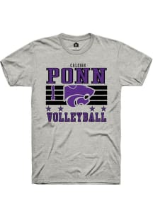 Caleigh Ponn Rally Mens Ash K-State Wildcats NIL Striped Player T Shirt
