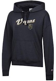 Champion Vegas Golden Knights Womens Black Script Logo Powerblend Hooded Sweatshirt