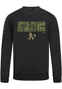 Levelwear Oakland Athletics Mens Black Zane Protect Long Sleeve Crew Sweatshirt