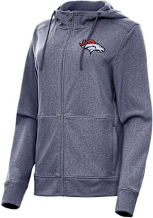 Antigua Denver Broncos Womens Navy Blue Seeker Long Sleeve Full Zip Jacket