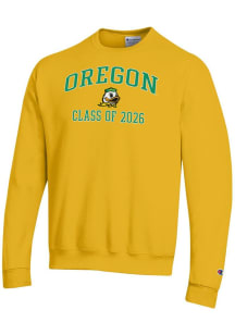 Mens Oregon Ducks Yellow Champion Font Class of 2026 Powerblend Crew Sweatshirt