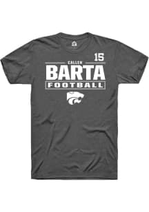 Callen Barta Rally Mens Dark Grey K-State Wildcats NIL Stacked Box Player T Shirt