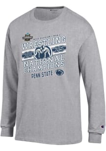 Mens Penn State Nittany Lions Grey Champion 2025 Wrestling National Champions Jersey Tee