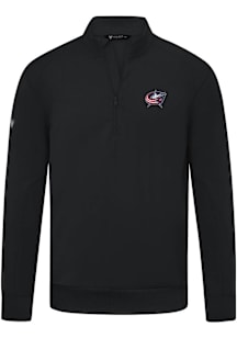Levelwear Columbus Blue Jackets Mens Black Upright 3D Embroidered Patch Long Sleeve Qtr Zip Pullov..