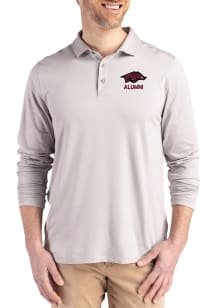 Cutter and Buck Arkansas Razorbacks Mens Grey Alumni Coastline Long Sleeve Polo Shirt