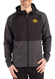 Mens Iowa Hawkeyes Black Cutter and Buck Peshastin Long Sleeve Full Zip Jacket