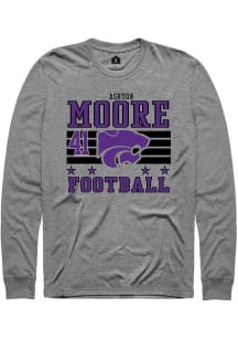 Ashton Moore Mens Grey K-State Wildcats NIL Striped Long Sleeve Player T Shirt