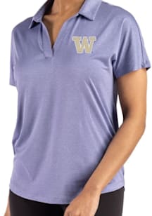 Womens Washington Huskies Lavender Cutter and Buck Coastline Short Sleeve Polo Shirt