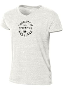 Champion Maryland Terrapins Womens White Triblend Short Sleeve T-Shirt