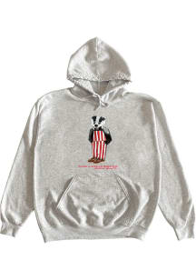 Mens Grey Wisconsin Badgers Badger Bear Hooded Sweatshirt