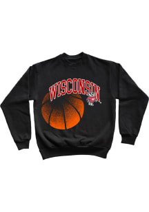 Mens  Wisconsin Badgers Arch Name Basketball Crew Sweatshirt