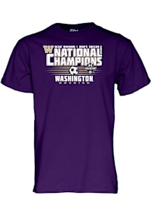 Blue 84 Washington Huskies Purple 2025 Men's Soccer National Champions Short Sleeve T Shirt