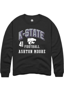 Ashton Moore Rally Mens Black K-State Wildcats NIL Arch Logo Player Crew