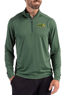 Cutter and Buck North Dakota State Bison Mens Green Coastline Long Sleeve Qtr Zip Pullover