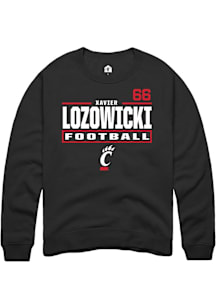 Xavier Lozowicki Cincinnati Bearcats Mens Black Football NIL Stacked Box Player Crew