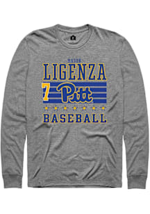 Mason Ligenza Mens Grey Pitt Panthers NIL Striped Long Sleeve Player T Shirt