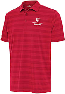 Antigua Indiana Hoosiers Mens Crimson 2025 Rose Bowl Champions Tunnel Short Sleeve Polo