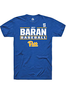Joey Baran Rally Mens Blue Pitt Panthers NIL Stacked Box Player T Shirt
