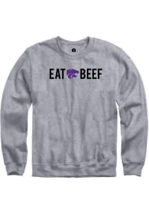 Mens K-State Wildcats Grey Rally Eat Beef Crew Sweatshirt