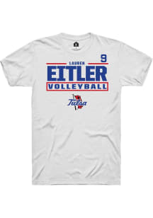 Lauren Eitler Rally Mens White Tulsa Golden Hurricane NIL Stacked Box Player T Shirt