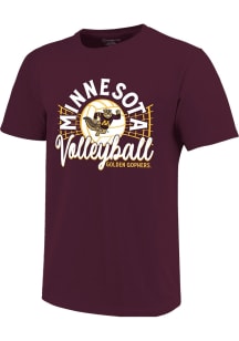 Girls Maroon Minnesota Golden Gophers Volleyball Net Short Sleeve T-Shirt