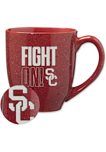 USC Trojans Fight On! 16oz Speckle Ceramic Mug - Cardinal