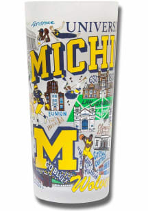White Michigan Wolverines Illustrated Frosted Pint Glass