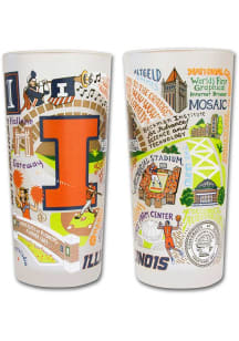 White Illinois Fighting Illini 15oz Illustrated Frosted Pint Glass