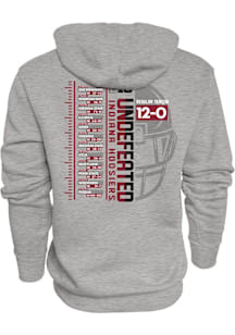Indiana Hoosiers Mens Grey Football 2025 Undefeated Regular Season Long Sleeve Hoodie