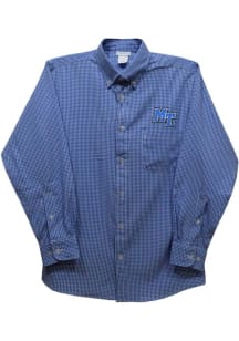 Vive La Fete Middle Tennessee Blue Raiders Baby Blue Gingham Long Sleeve Polo