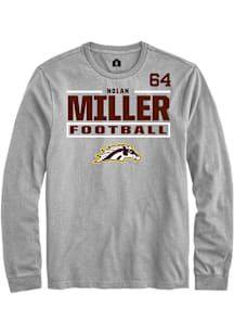Nolan Miller Western Michigan Broncos Grey Football NIL Stacked Box Long Sleeve Player T Shirt