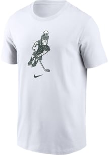 Michigan State Spartans White Nike Sparty Playing Hockey Short Sleeve T Shirt