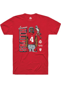 Jeremiah Smith Rally Mens Red Ohio State Buckeyes NIL Caricature Player T Shirt