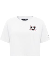 Pro Standard Anaheim Ducks Womens White Classic Chenille Short Sleeve T-Shirt