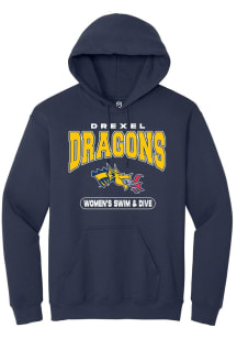 Mens Drexel Dragons Navy Blue Summit Sportswear Womens Swim and Dive Hooded Sweatshirt