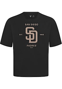 Levelwear San Diego Padres Black Signature Knit Crossway Short Sleeve Fashion T Shirt