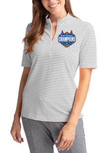 Cutter and Buck Florida Gators Womens Ash 2025 National Champions Virtue Eco Pique Stripe Short Sl..