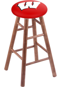 Brown Wisconsin Badgers Round Cushion Maple Pub Stool