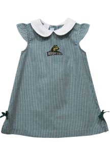 Vive La Fete Wright State Raiders Baby Girls Green Gingham Short Sleeve Dress