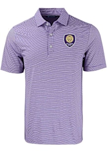 Cutter and Buck Orlando City SC Mens Purple Forge Double Stripe Short Sleeve Polo