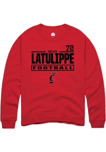 Nolan Latulippe Rally Mens Red Cincinnati Bearcats NIL Stacked Box Player Crew