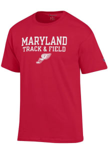 Maryland Terrapins Red Champion Mens Track and Field Short Sleeve T Shirt