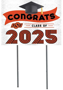 Oklahoma State Cowboys KH Sports Fan Class of 2025 graduation graphic Yard Sign - White