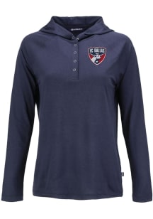 Cutter and Buck FC Dallas Womens Navy Blue Coastline Eco Hooded Sweatshirt