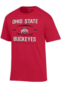 Ohio State Buckeyes Red Champion 2025 Football Schedule Short Sleeve T Shirt