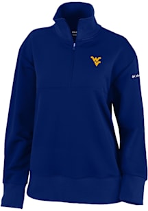Columbia West Virginia Mountaineers Womens Navy Blue Heat Seal Omni Wick Birchwood Hills Qtr Zip